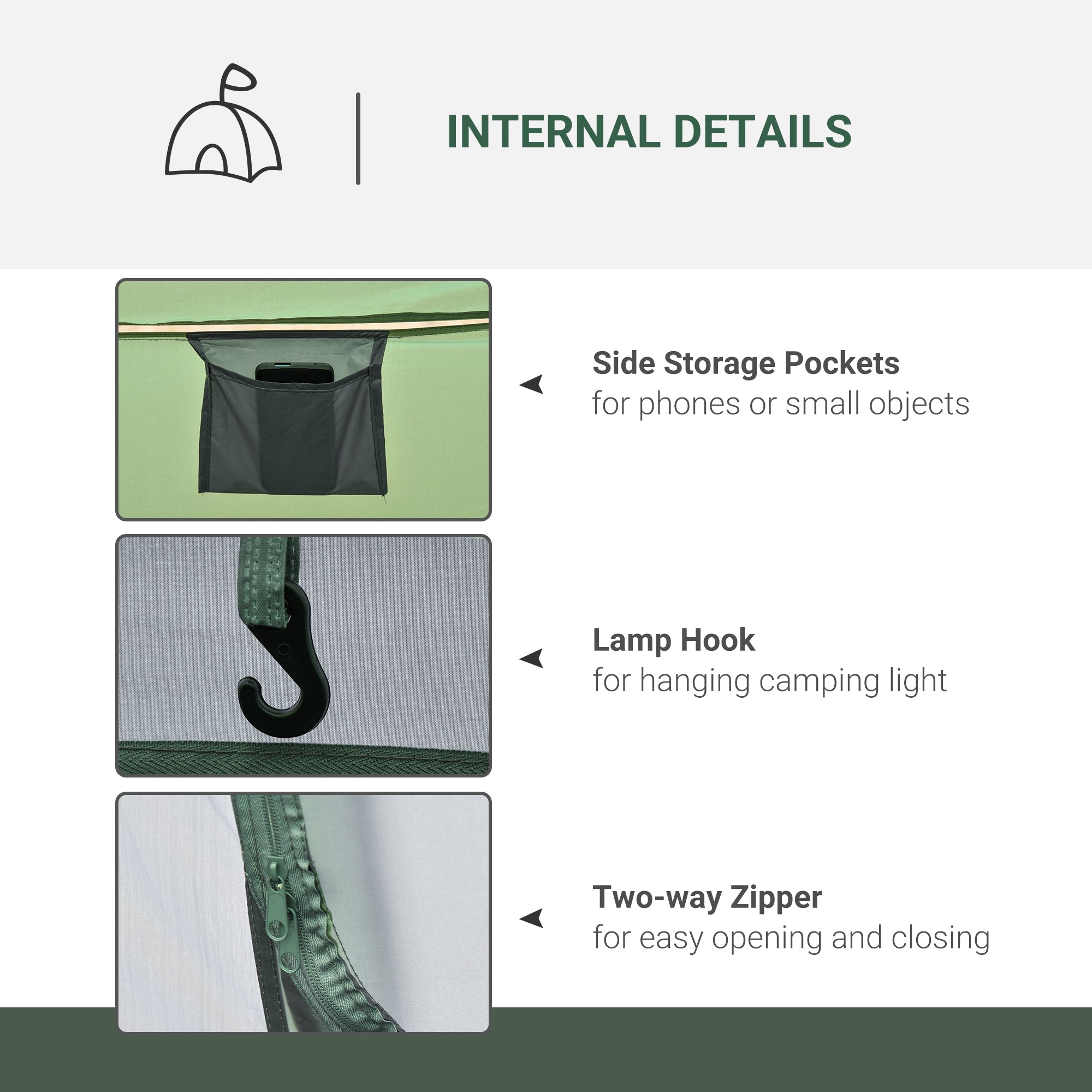Outsunny 5 Person Camping Tent, Easy Pop Up Tent with Doors, Windows and Carry Bag, Automatic Setup Tent for Hiking, Dark Green 
