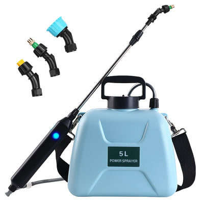 5L/1.3Gallon Electric Plant Sprayer Telescopic Rechargeable Garden Sprayer Automatic Handheld Sprayer with 3 Spray Spouts Shoulder Strap for Cleaning 