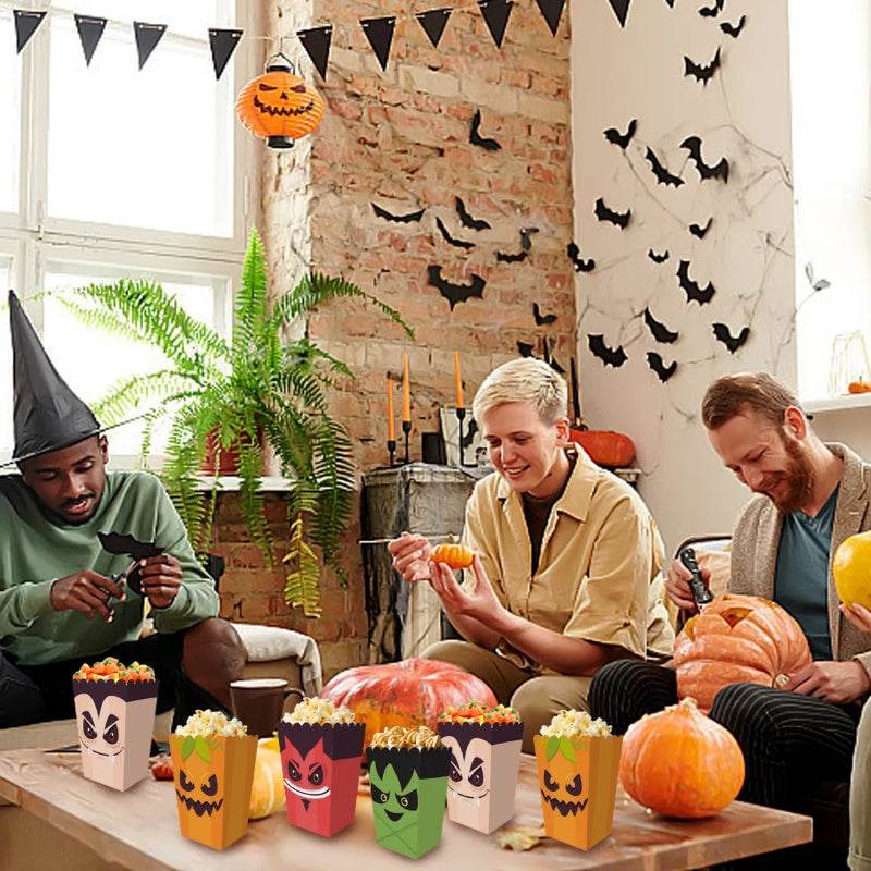 12 Pieces Halloween Popcorn Box Halloween Party Favor Snack Treat Boxes Candy Cookie Container Decorations Gifts For Popcorn Sales Halloween Party Favor Supplies 