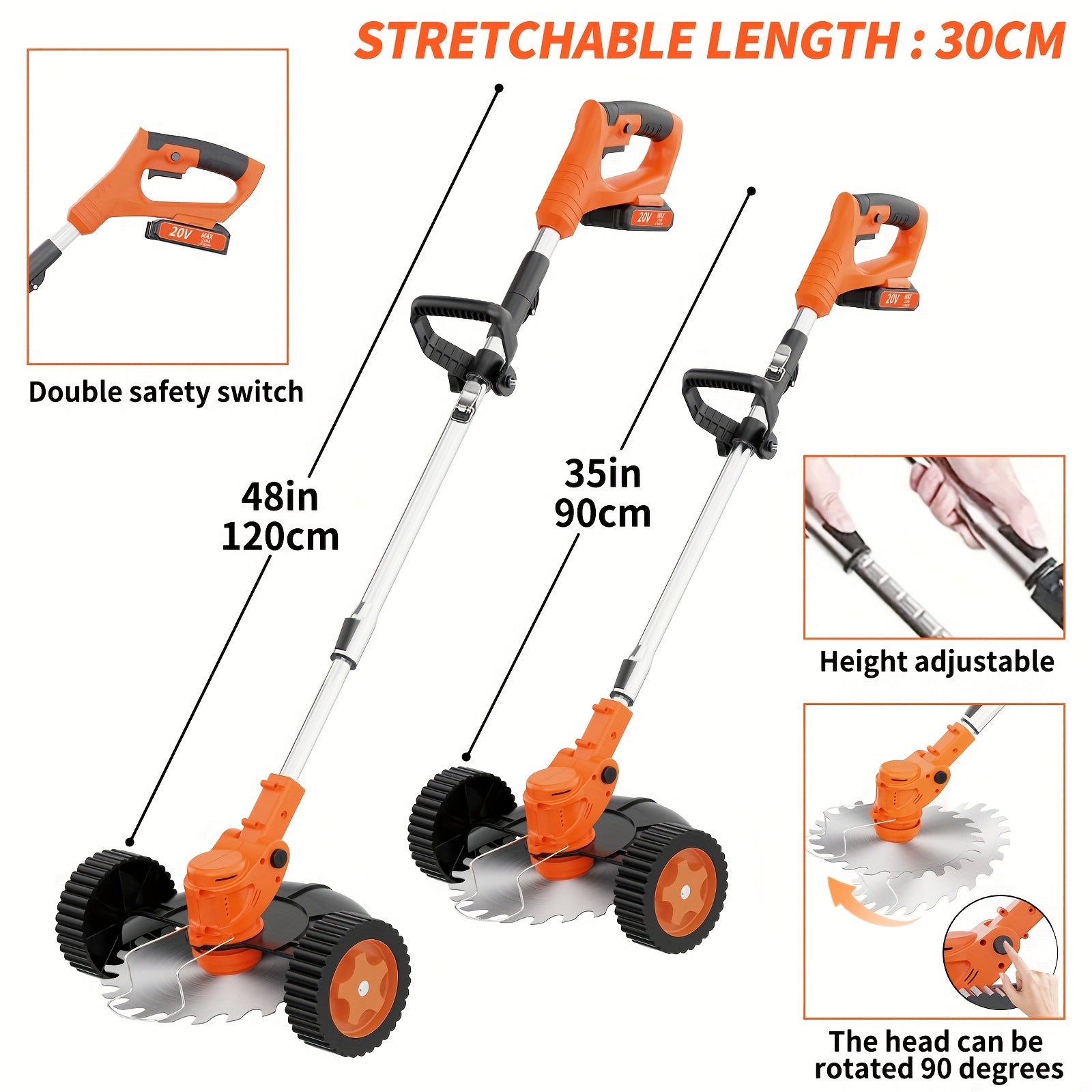 Portable Cordless Electric Lawn Mower, Grass Trimmer Handheld Weeder with 4 Different Blade Models and Two Large Capacity Lithium Batteries, Suitable for Outdoor and Patio Use, Includes Charger 