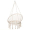 Outsunny Hammock Chair Hanging Rope Swing Indoor Outdoor Backrest Cotton Polyester Fringe Tassels Cream White