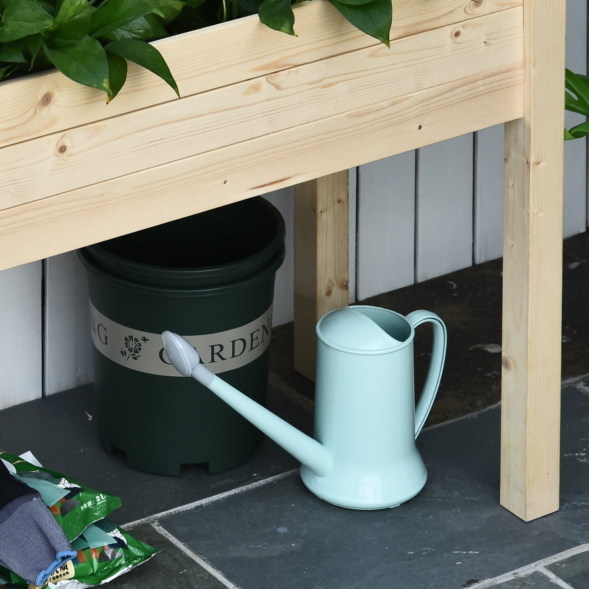Outsunny 34"x18"x30" Wooden Patio Elevated Garden Bed Outdoor Flower Stand Yard Natural Plant Table Raised Flower Planter 