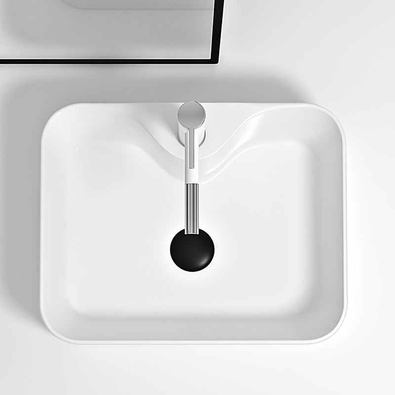 Modern Rectangular White Bathroom Sink with Golden Accents – Artistic Vanity Basin Featuring Black and Golden Faucets, Spacious Design for Contemporary Bathrooms, Stylish Washbasin | Sophisticated Style | Clean Lines, Bathr 