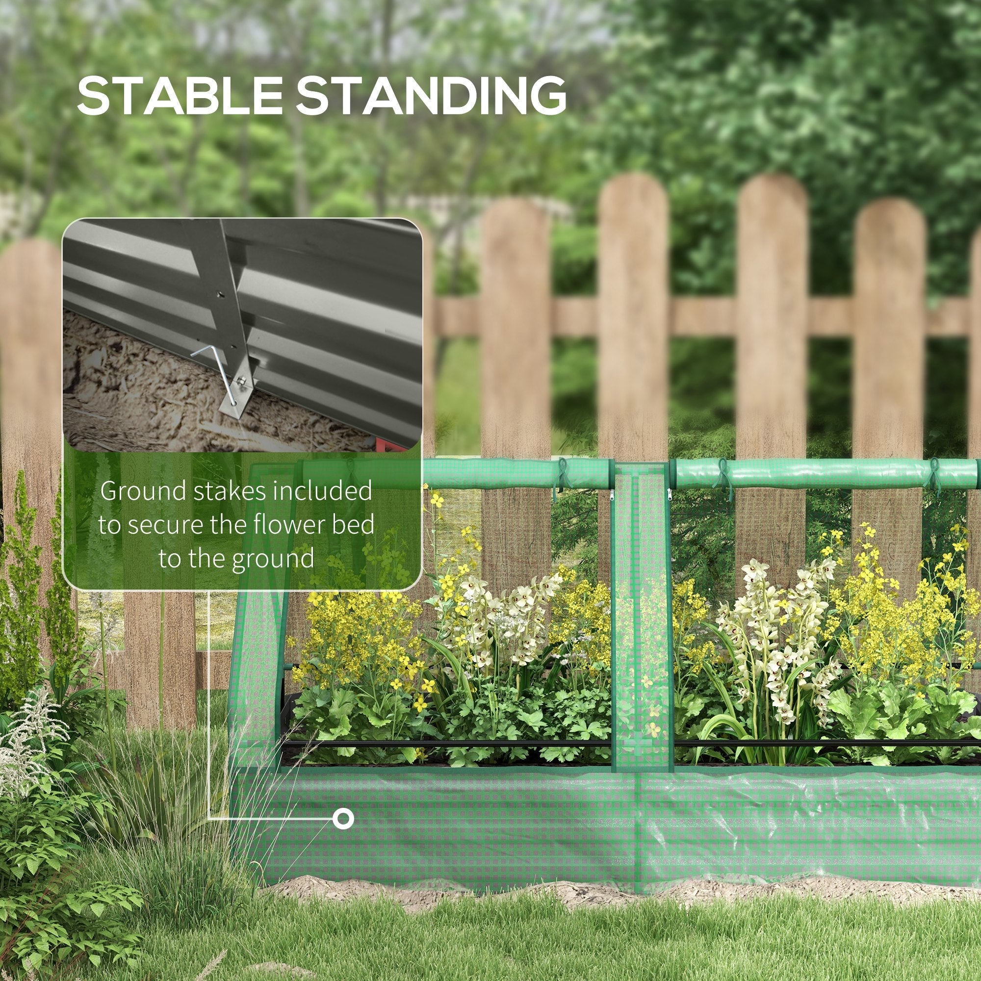 Outsunny Metal Raised Garden Planter Bed: 6' x 3' with Mini Greenhouse Cover for Herbs Veggies Outdoor Green and Silver 