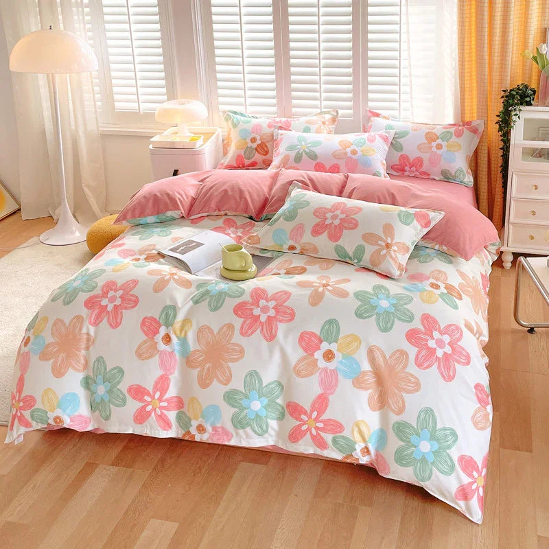 3 Piece Spring Floral Duvet Cover Set For Women Adults Home Bedroom Flowers Bedding Set With 2 Pillowcases Twin Full Queen King Size 
