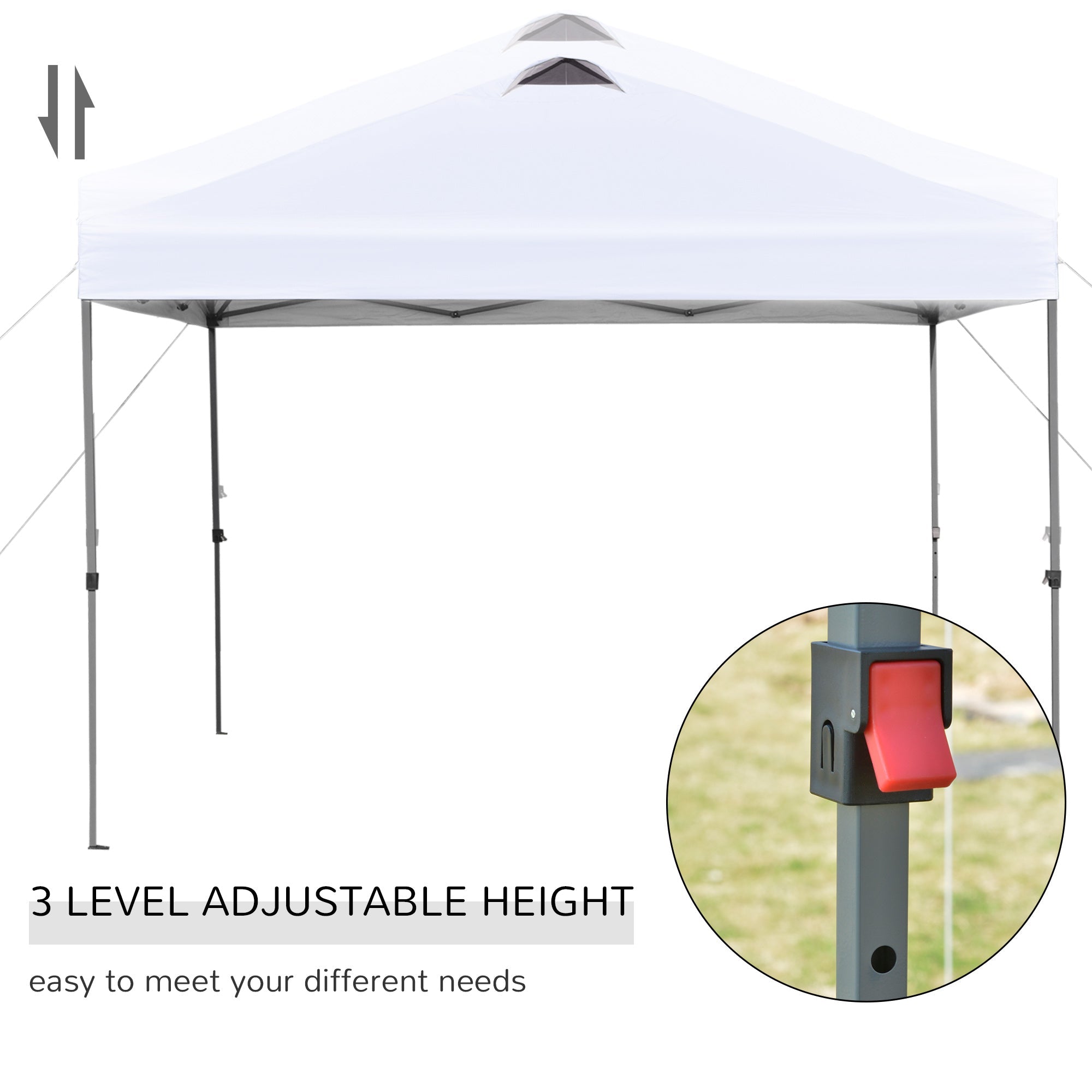 Outsunny 10' x 10' Pop Up Canopy Tent with with Airy Top Vents and Wheeled Carry Bag for Outdoor, Garden, Patio, White 