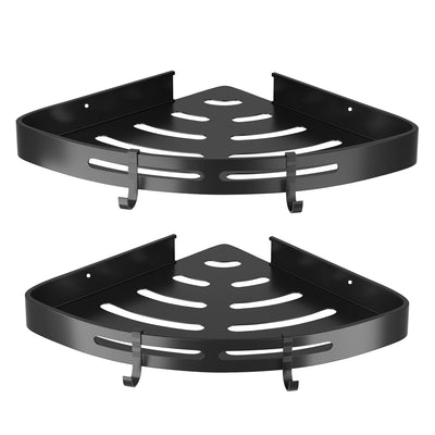 2Pcs Corner Shower Caddy Shelf Adhesive Bathroom Wall Mounted Storage Racks Aluminum No Drilling Organizers For Bathroom Toilet Kitchen Dorm 