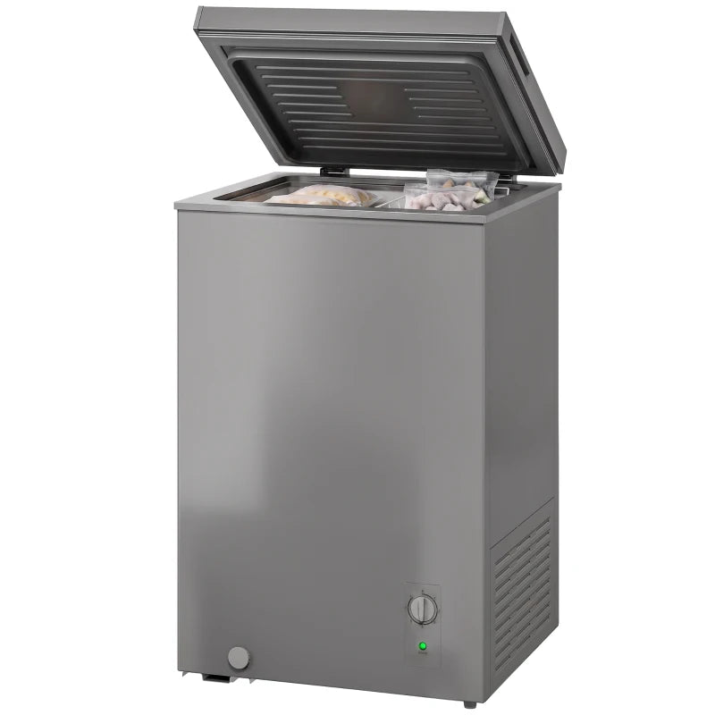 3.5 Cu. Ft. Chest Freezer with Adjustable Temperature Control & Storage Basket - Gray or Black