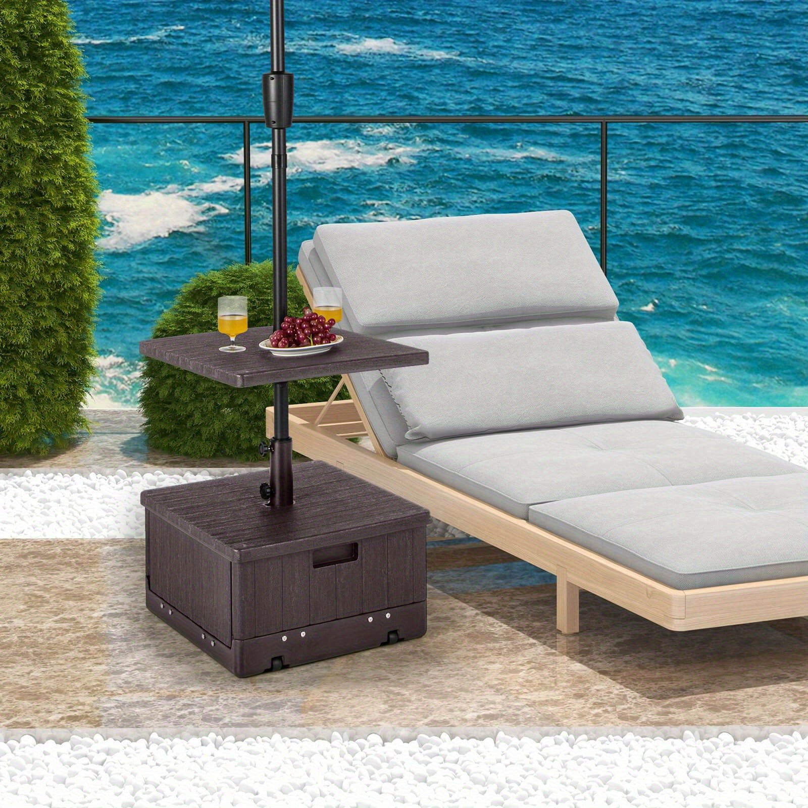 Multigot Patio 175lbs Fillable Umbrella Base w/Table Tray Wheeled 3-in-1 Stand Outdoor 