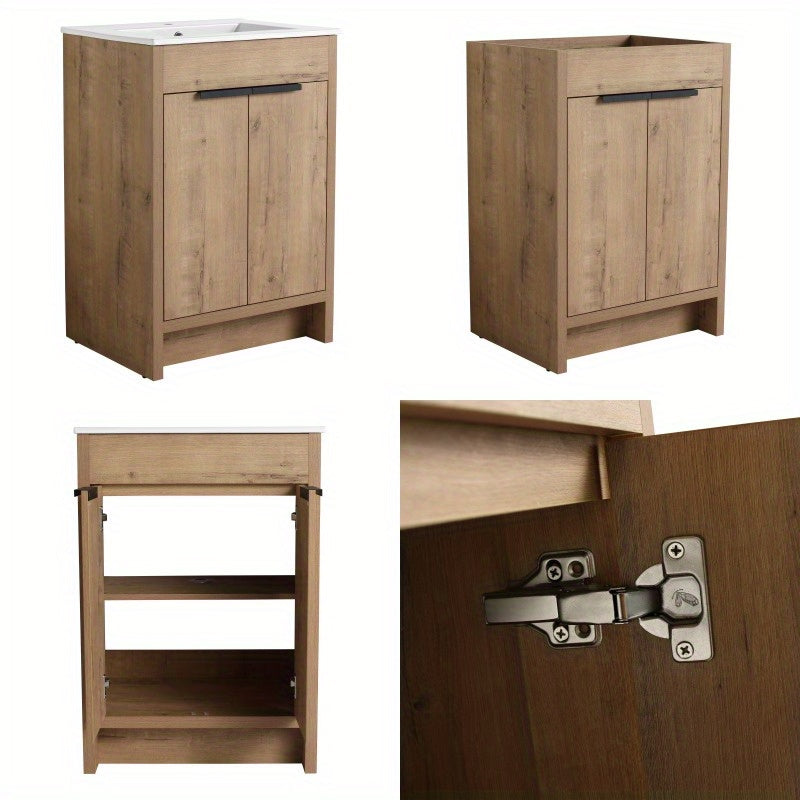 24" Freestanding Bathroom Vanity 2 Soft-Close Cabinet Doors (KD-PACKING Only Vanity without Top 
