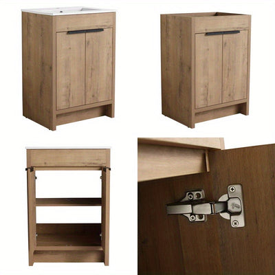 24" Freestanding Bathroom Vanity 2 Soft-Close Cabinet Doors (KD-PACKING Only Vanity without Top 