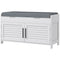 HOMCOM Entryway Bench with Cushion, Hidden Storage, Adjustable Shelves and Shutter Doors, 35.4