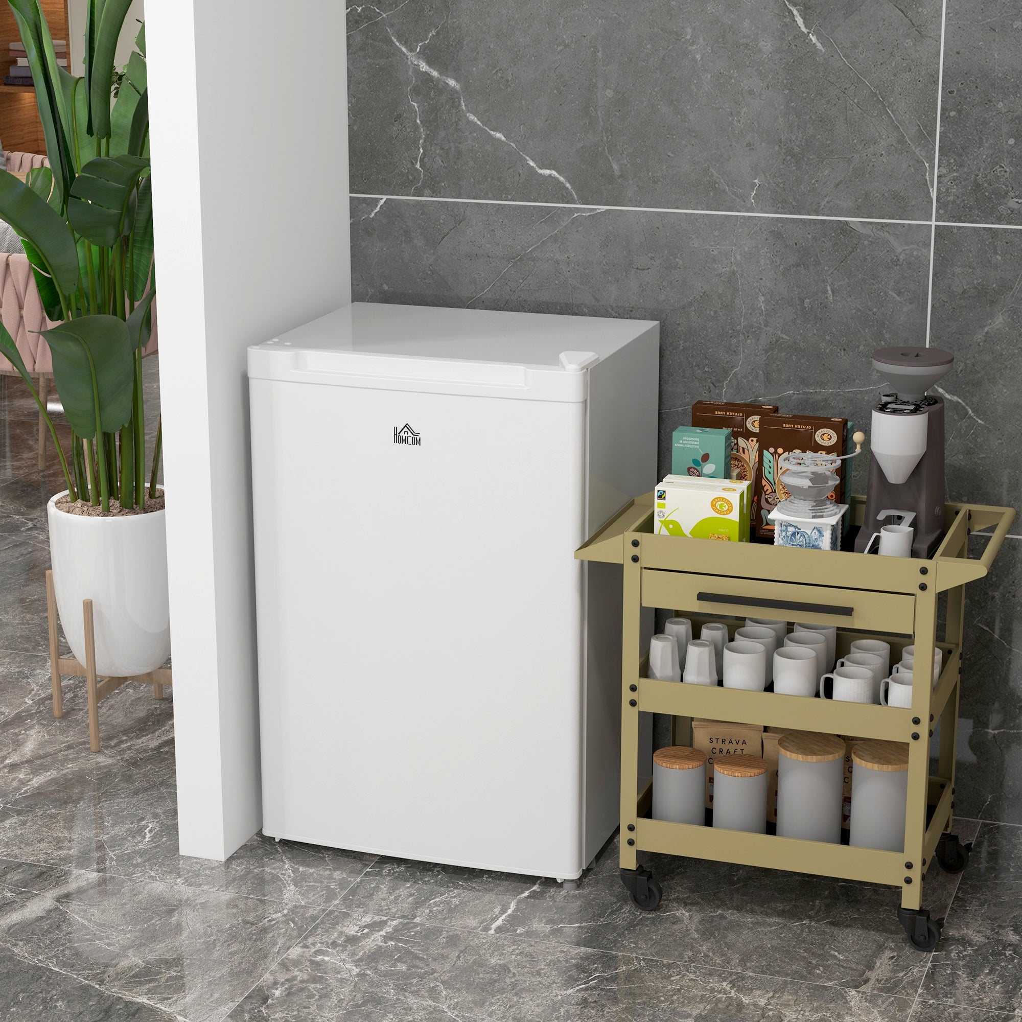 HOMCOM Upright Freezer, 3 Cu.Ft Mini Freezer with Reversible Single Door, Adjustable Thermostat for Home, Dorm, White 