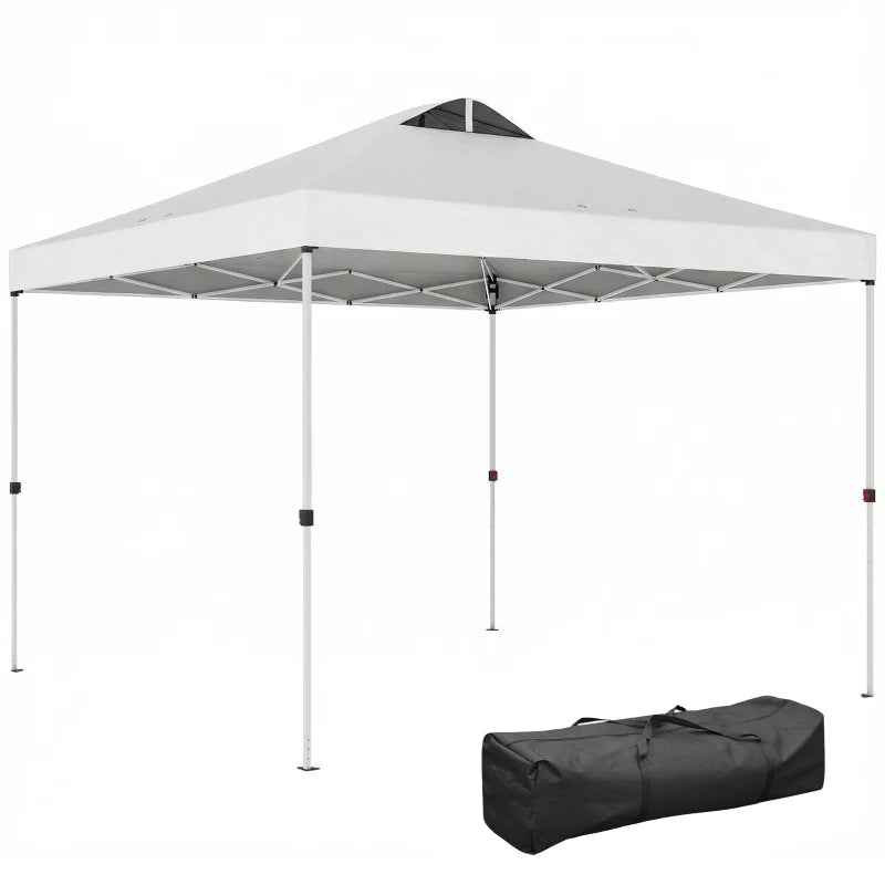 Pop Up Canopy Waterproof Canopy Tent with Carrying Bag for Parties Garden BBQs 9.8' x 9.8' White