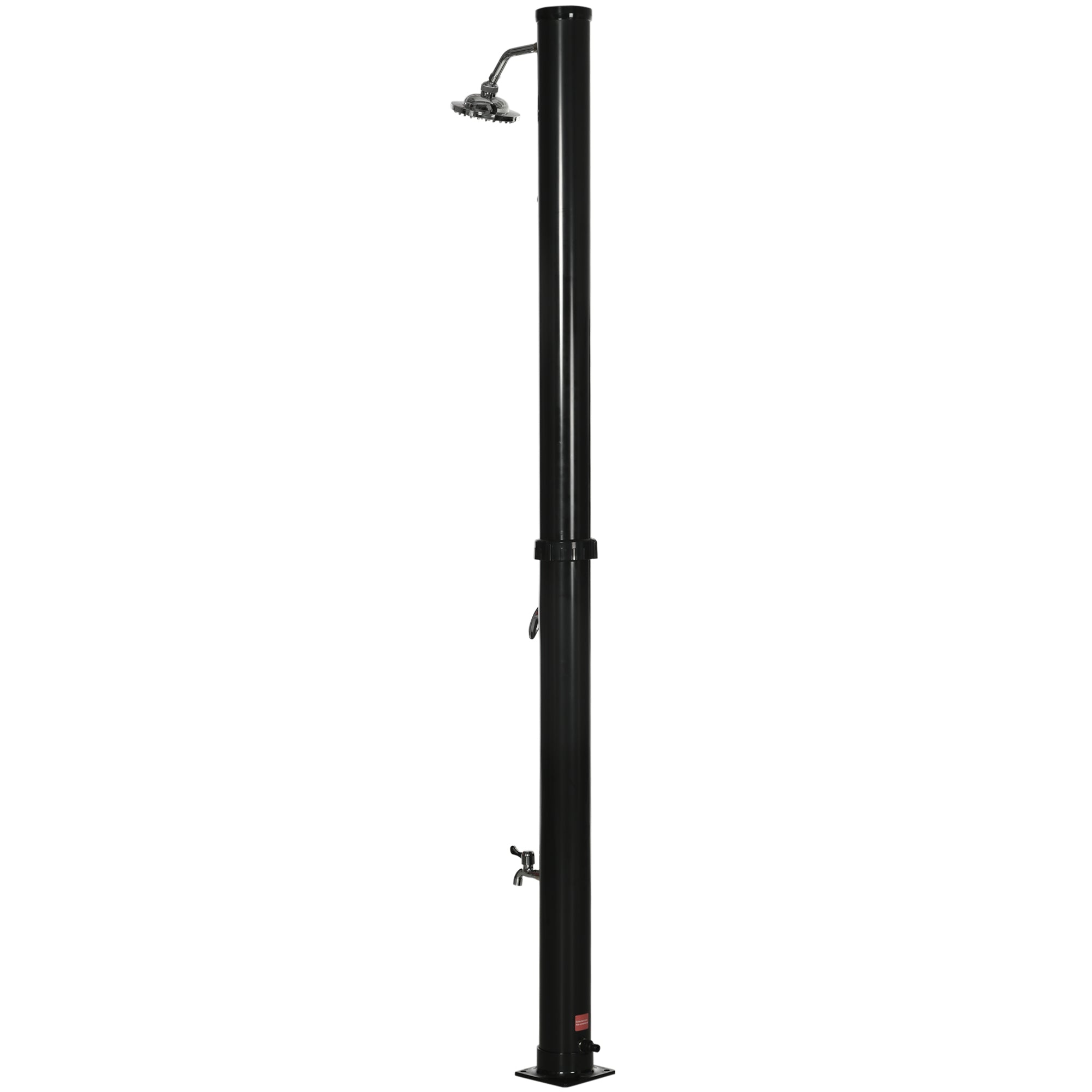 Outsunny 5.3 Gallons Solar Shower with Rotating Rainfall, Temperature Adjustment, 2 Section Outdoor Shower for Backyard, Black 
