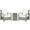 Outsunny 3 Pieces Patio Bistro Set, PE Rattan Garden Sofa Set with 2 Padded Chairs 1 Storage Table, Beige