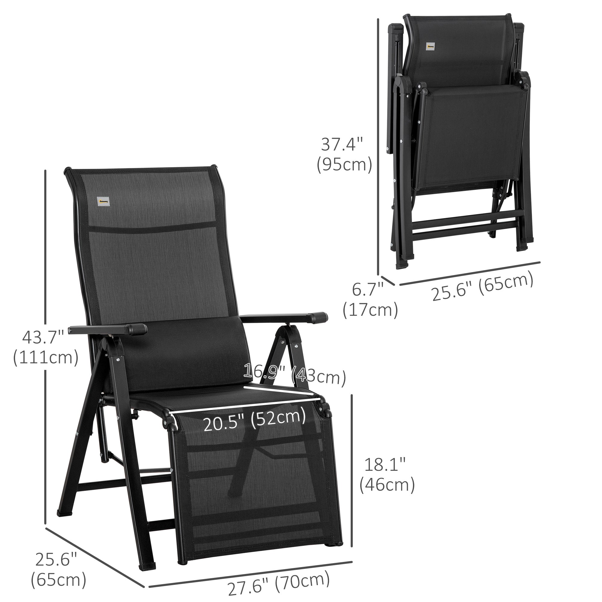 Outsunny Zero Gravity Lounge Chair with Cushion Adjustable Backrest Black 