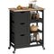 Kitchen Cart on Wheels, Rolling Kitchen Island Cart with Wood Top, 3 Drawers and Shelves for Home Dining Area, Black