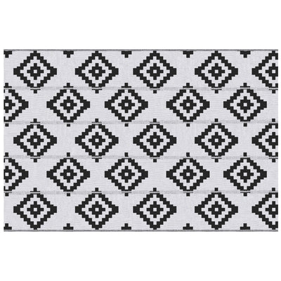 Outsunny Reversible Outdoor RV Rug, Patio Floor Mat, 6' x 9' Plastic Straw Rug for Backyard, Deck, Beach, Camping, Black & White 