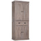 HOMCOM Wood Grain Tall Kitchen Cabinet: Freestanding Pantry Cupboard with Drawer and Shelves for Dining Room
