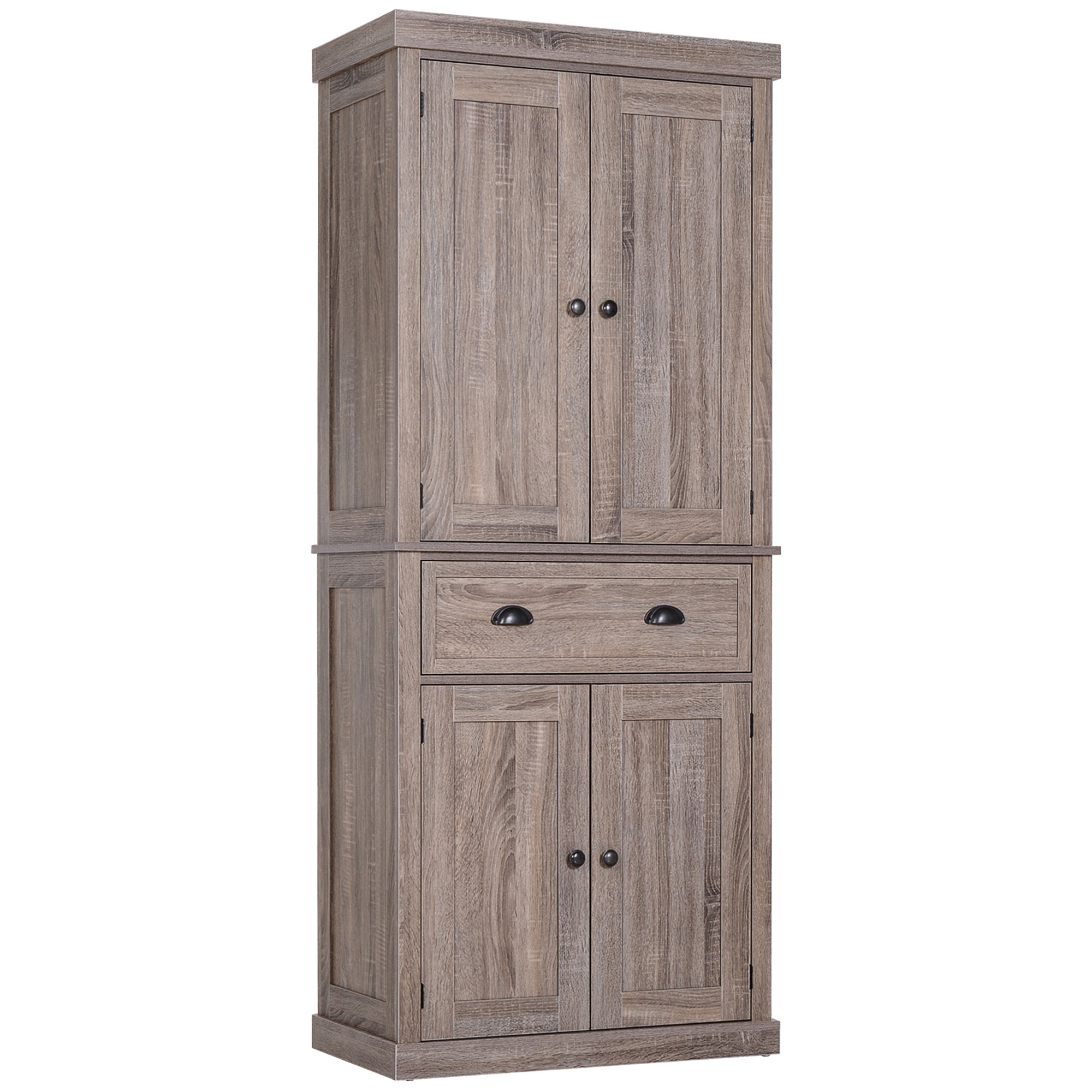 HOMCOM Wood Grain Tall Kitchen Cabinet: Freestanding Pantry Cupboard with Drawer and Shelves for Dining Room 