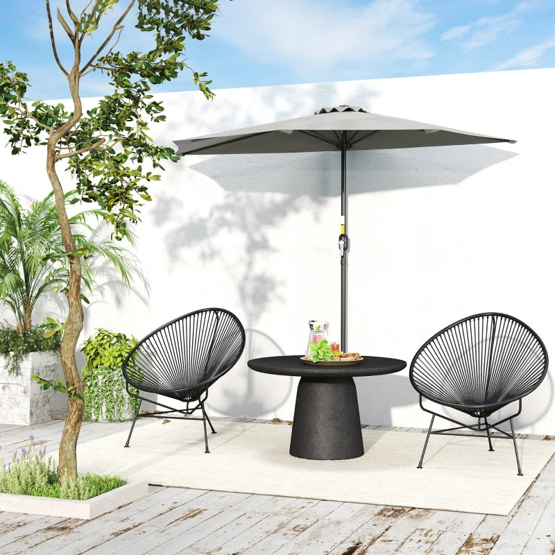 9ft Half Round Umbrella Outdoor Patio Garden Balcony Parasol Window Sun Shade w/ 5 Ribs Light Grey