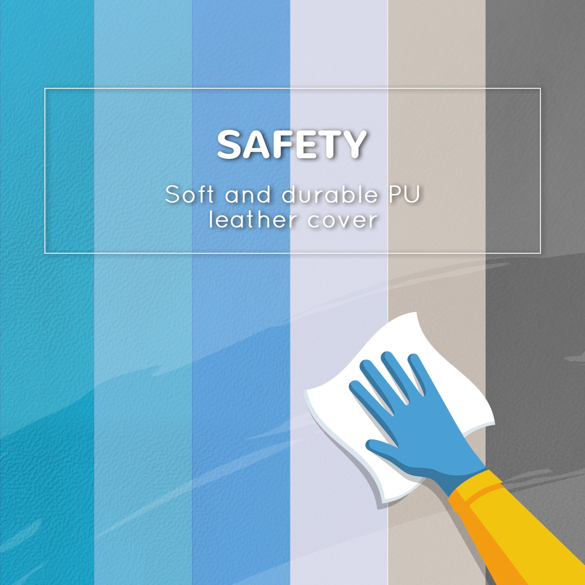 Qaba 7 Piece Indoor Soft Play for Toddlers Climb and Crawl - Blue and Grey 