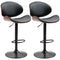 Bar Stools Set of 2, Modern PU Leather Adjustable Swivel Barstools with Curved Back, Footrest and Steel Base, Black