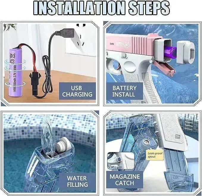 Electric Water Gun, Automatic Water Gun, 58CC 434CC Large Capacity, Range Up To 32 Feet, Summer Water Gun Toys 