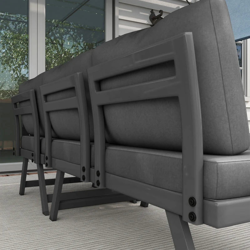 Outdoor Corner Garden Set, Convertible 4-Piece Furniture with 2 Sofas, 1 Corner Chair, and 1 Coffee Table, Grey