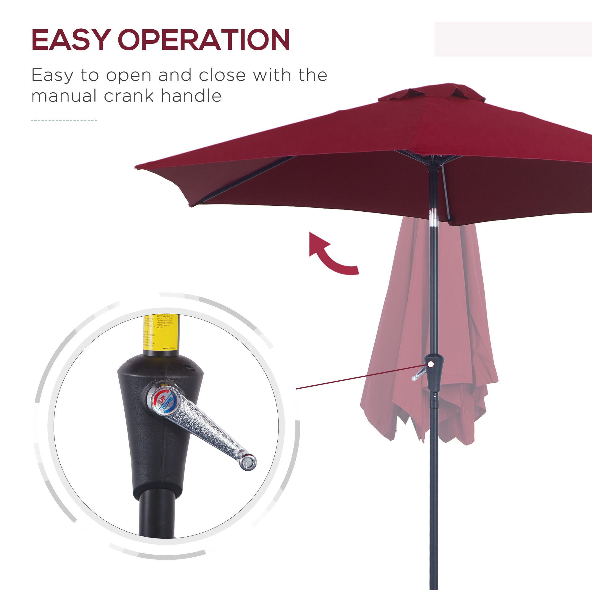 Outsunny Market Patio Sun Umbrella Outdoor Parasol Sunshade Tilt Mechanism Air Vent w/ Crank 