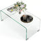 Glass Coffee Table, Clear Coffee Table for Living Room, Modern Rectangle Center Table with Safe Rounded Edges