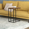 C-Shaped End Accent Table – Brown Reclaimed Wood Look with Black Metal Frame
