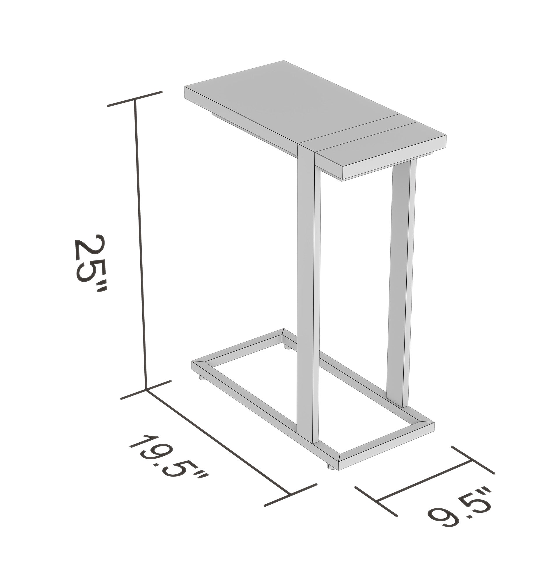 End Accent Table C-Shaped Brown Reclaimed Wood Black Metal 