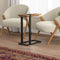 End Accent Table C-Shaped Brown Reclaimed Wood Black Metal