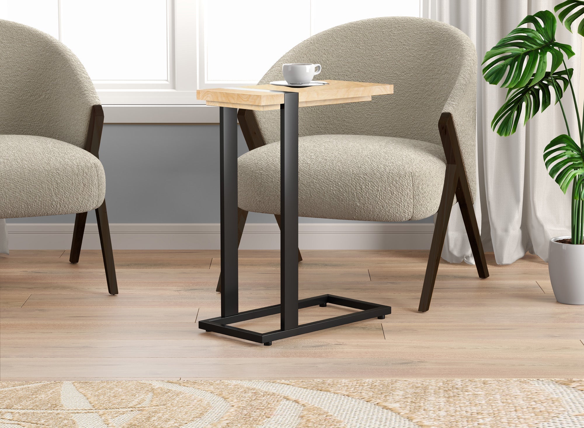 End Accent Table C-Shaped Taupe Black Metal 
