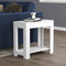End Accent Table – White Finish, 1 Drawer 1 Shelf, Side, Nightstand, Bedside Table, Modern Industrial Accent Furniture