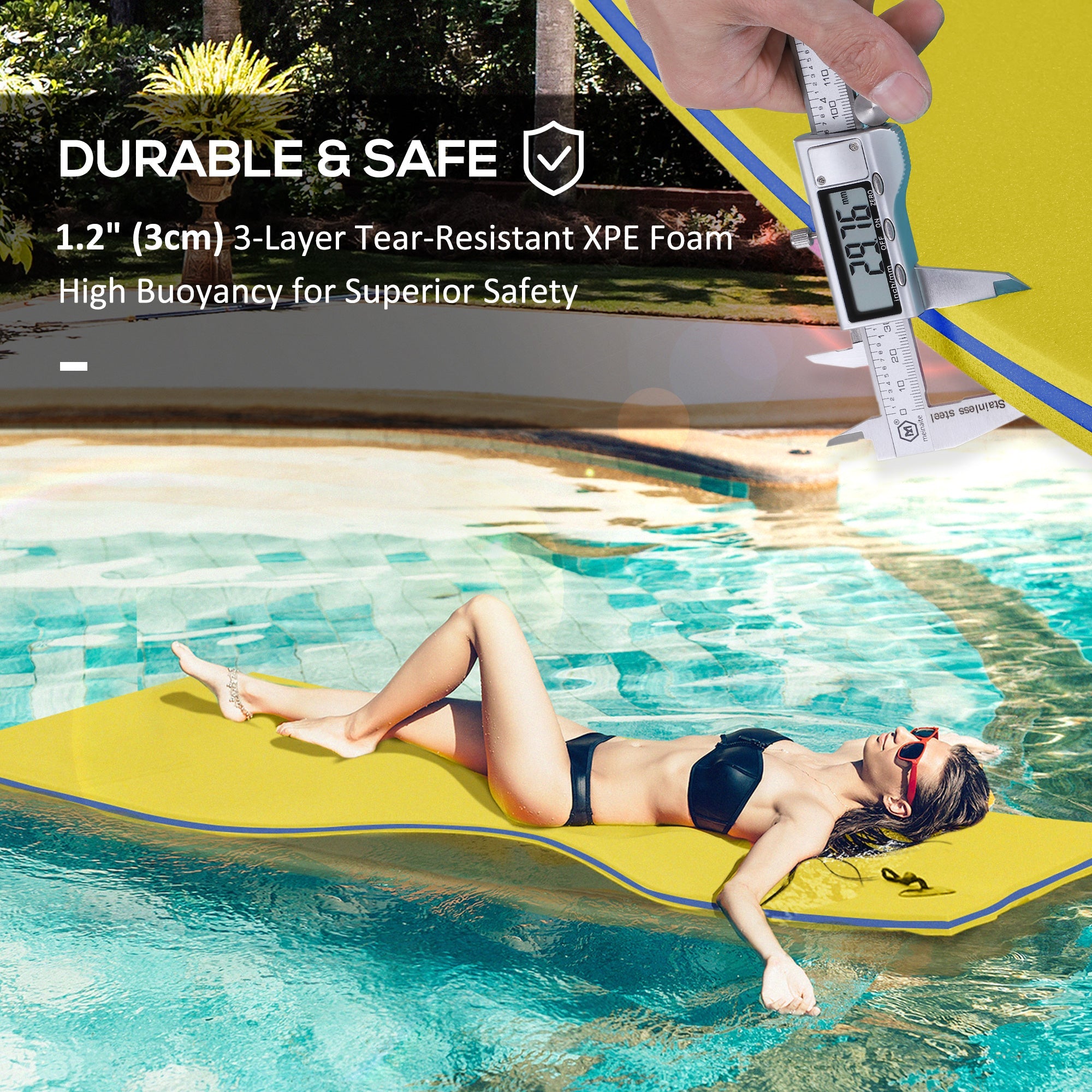 Soozier Aqua Roll Relaxation Mat: 6.5x2FT Floating Water Pad for Pool Lake Ocean Recreation Yellow 