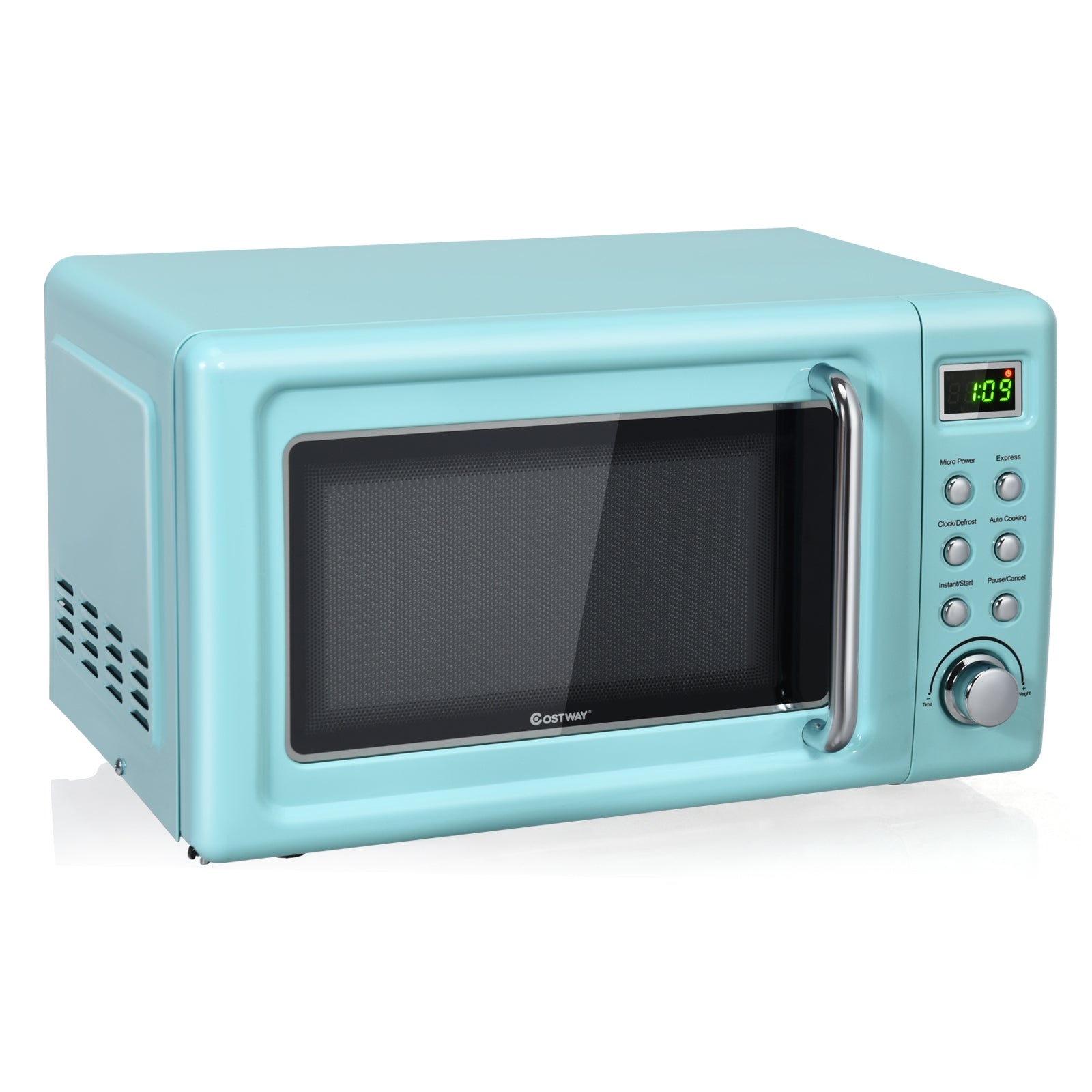 700W Retro Countertop Microwave Oven with 5 Micro Power and Auto Cooking Function-Green