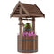 Wood Wishing Well Outdoor Wooden Planter with Hanging Bucket and Drainage Hole for Garden, Patio, Backyard, Tan