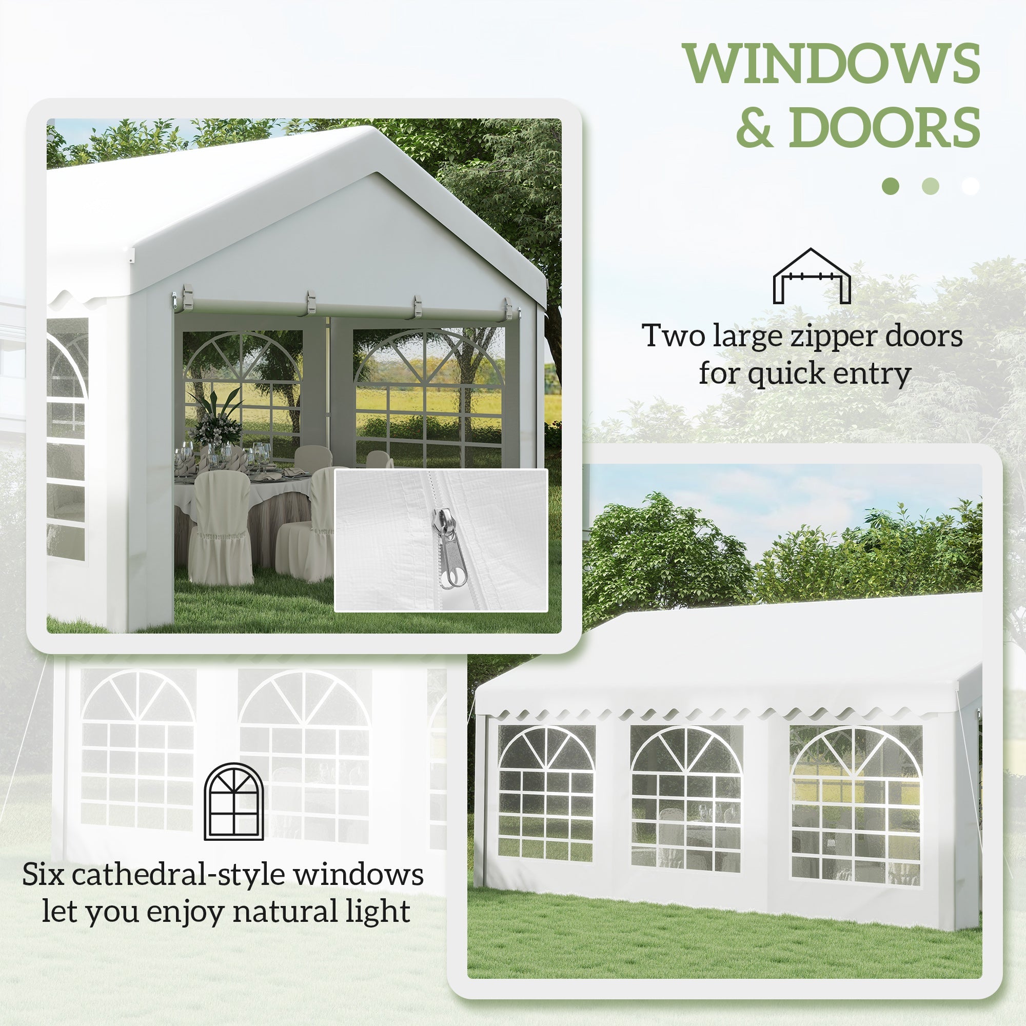 Outsunny 20'x13' Heavy Duty Portable Carport Garage Canopy Sun Shelter White with Sidewalls 