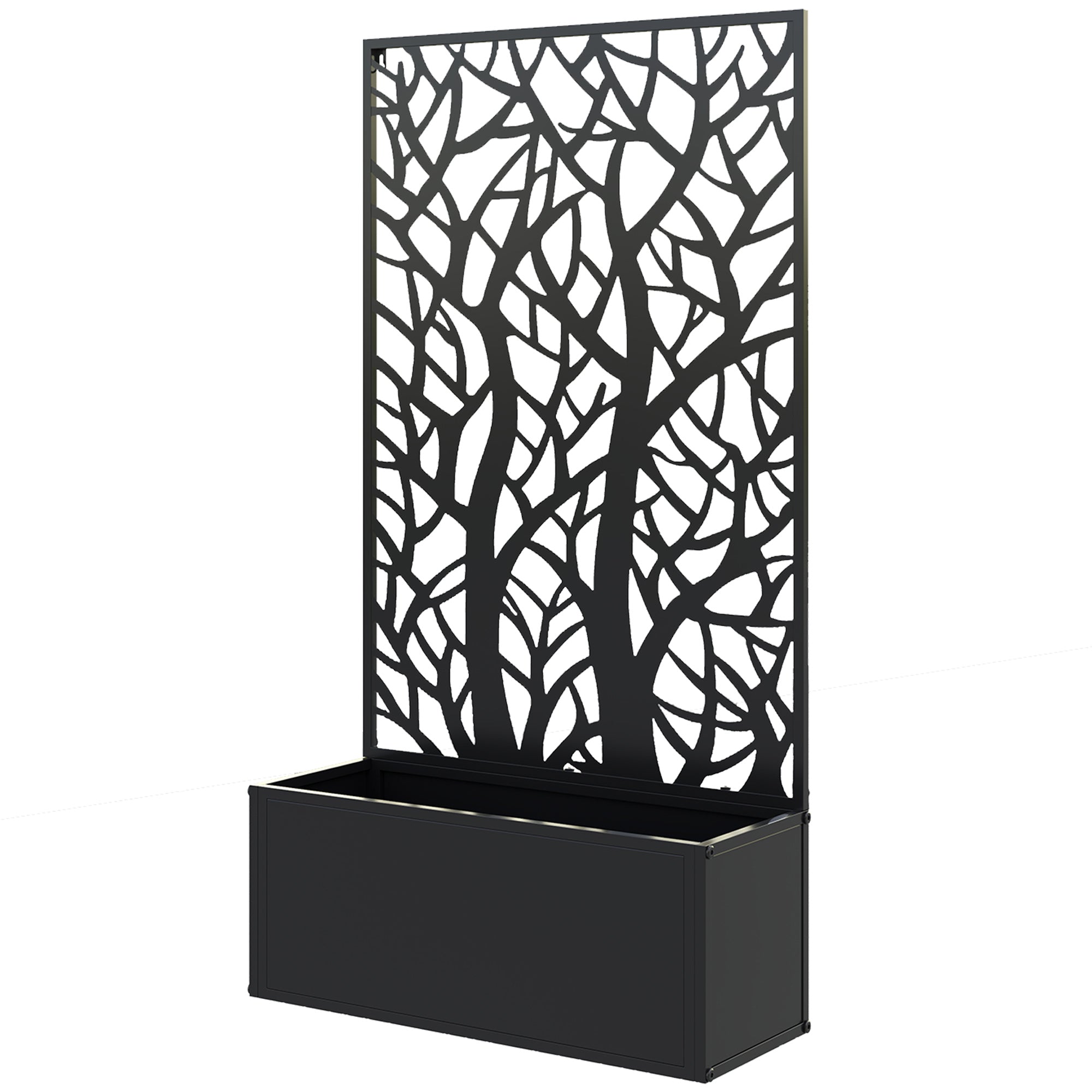 Outsunny Metal Raised Garden Bed with Privacy Panel, Freestanding or Wall Mounted Outdoor Planter Box for Garden, Patio 