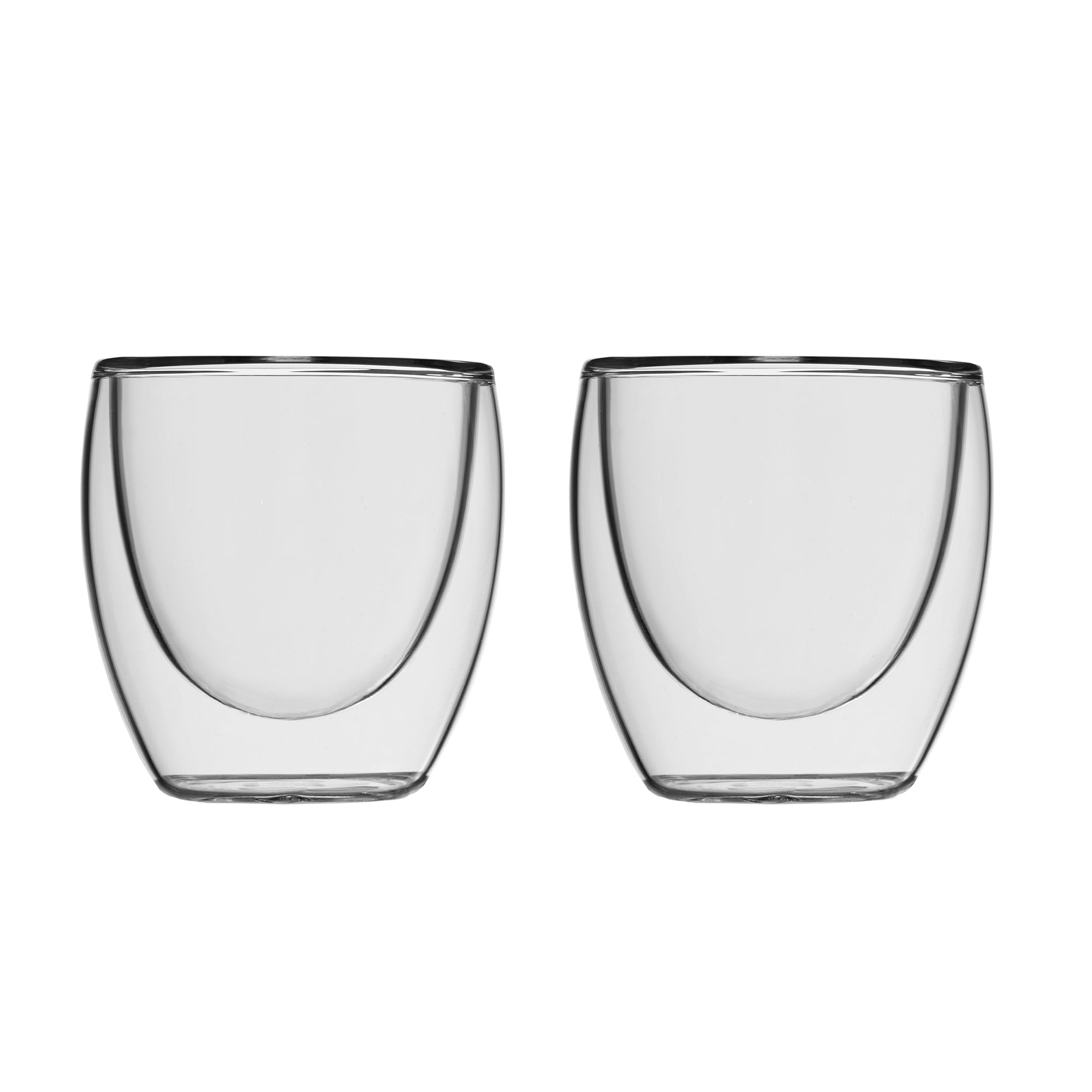 Espresso Insulated Double-Wall Glass Coffee Tea Hot or Cold Beverage Mug 2 Piece Set 95ml, Barista 