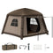 Inflatable Camping Tent, 1-2 Person Glamping Tent with Hand Pump, Blow Up Tent with Doors, Carry Bag, Khaki and Brown