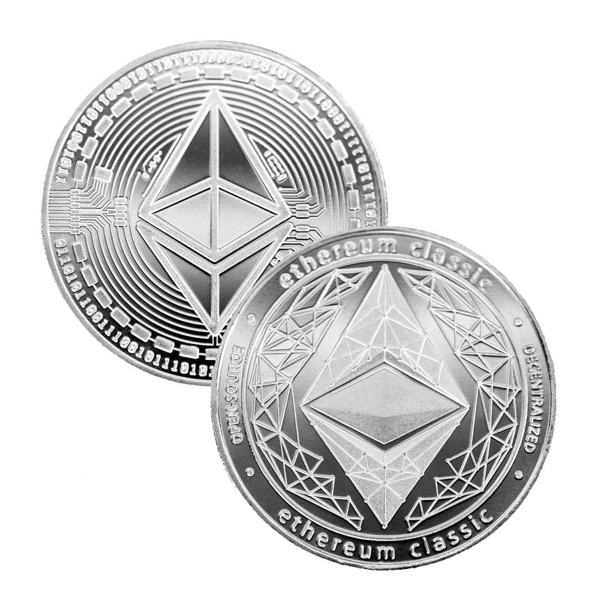 Ethereum Classic Coin - Silver Metal Physical Blockchain Cryptocurrency Collectible Coin 