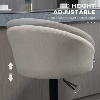 Bar Stools Set of 2, Swivel Counter Height Barstools with Back, Footrest, Adjustable Height, Beige