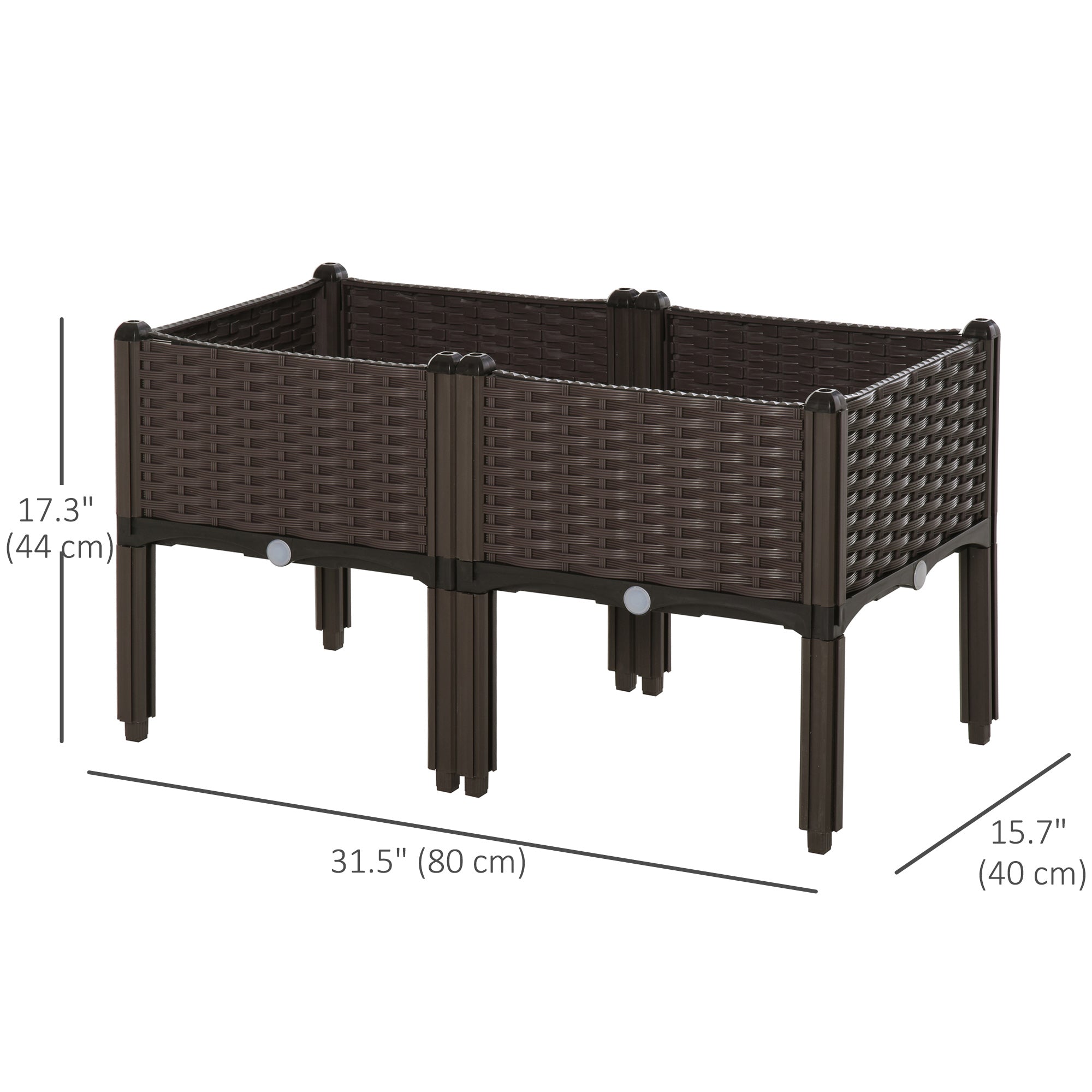 Outsunny 2-piece Raised Garden Bed PP Raised Flower Bed Plant Stand Stackable Vegetable Herb Grow Box 