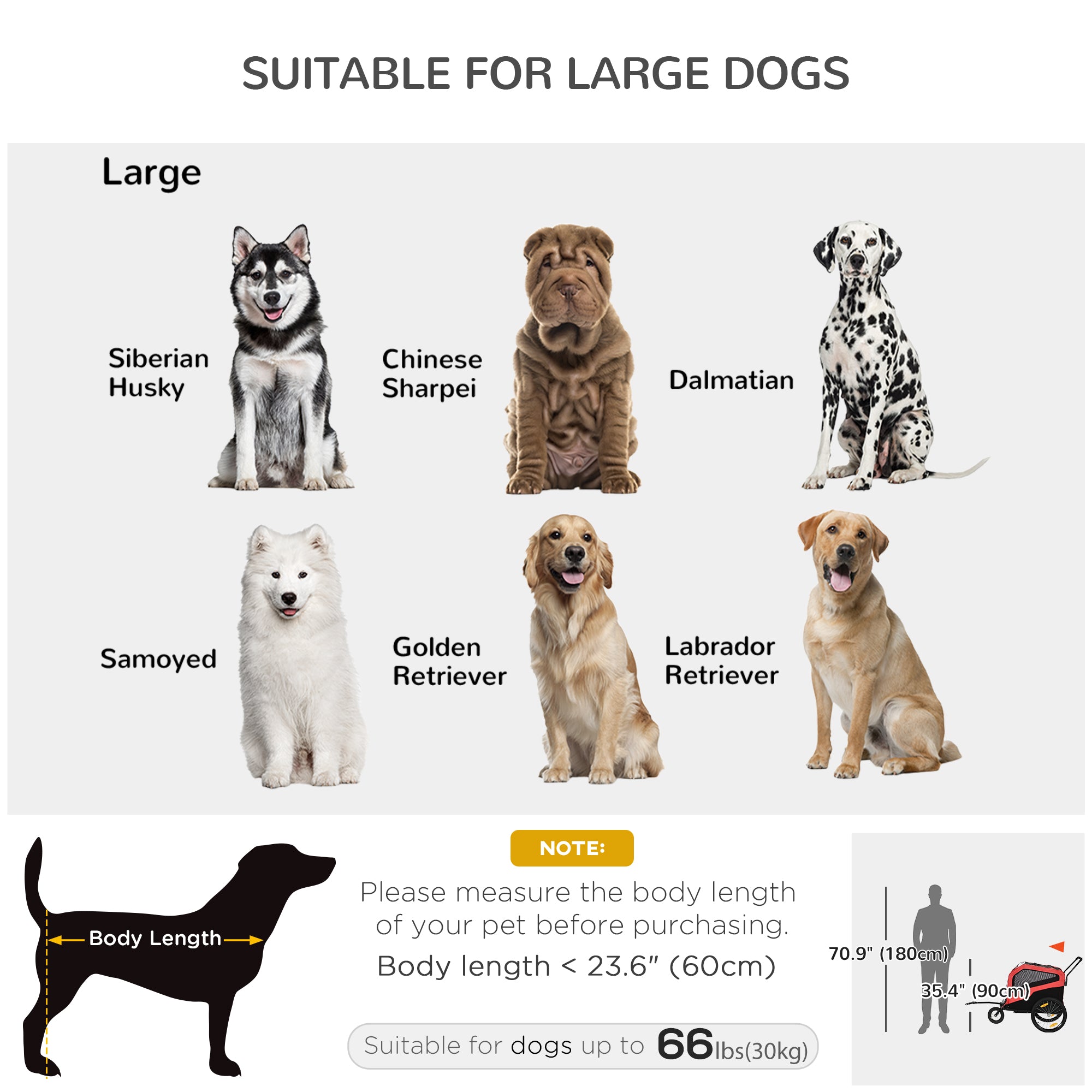 Aosom 2-in-1 Dog Bike Trailer for Large Dogs, Red 