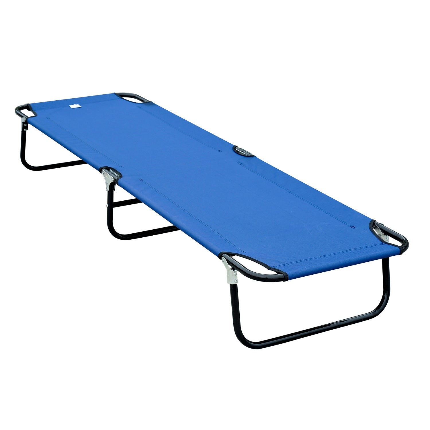 Outsunny Outdoor Portable Camping Bed Army Cot Indoor Folding Travel Cot (Blue) 
