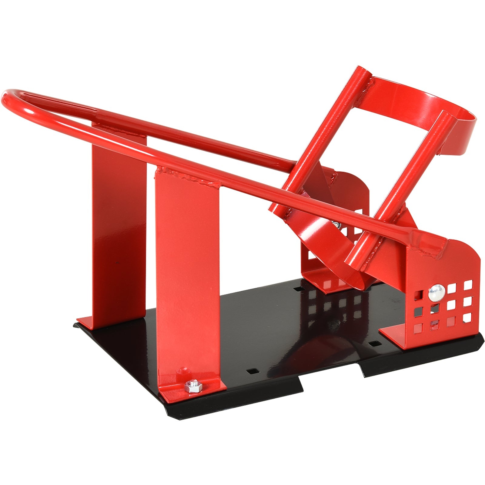HOMCOM Motorcycle Wheel Chock with 12 Adjustable Pre-Drilled Holes, 990 lbs Capacity, Red 